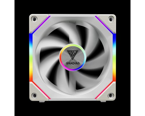 Gamdias Fan Pack 3-in-1 3x120mm - AEOLUS P2-1203 White, Swappable Fan Blades (Reverse Fan Blades Included), Daisy-Chain, Infinity Mirror, image , 2 image