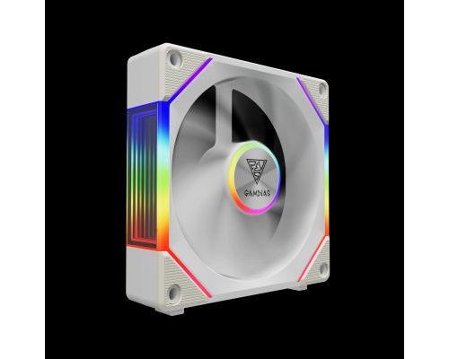 Gamdias Fan Pack 3-in-1 3x120mm - AEOLUS P2-1203 White, Swappable Fan Blades (Reverse Fan Blades Included), Daisy-Chain, Infinity Mirror, image , 3 image