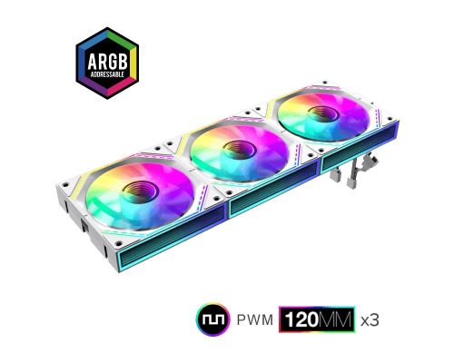 Gamemax Fan Pack 3-in-1 3x120mm - FN12A-S3I White, Daisy-Chain, Addressable RGB, image , 2 image
