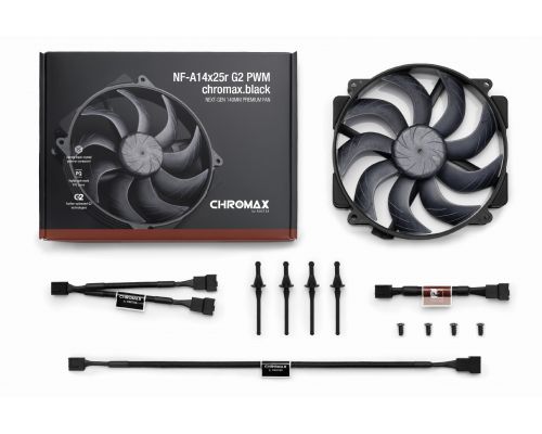 Noctua Fan 140mm - NF-A14x25r G2 PWM chromax.black, image , 4 image