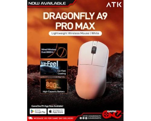 ATK професионална геймърска мишка Wireless Gaming Mouse A9 Pro Max 2.0 Tri-mode Nearlink - 8K, White, image _ab__is.image_number.default