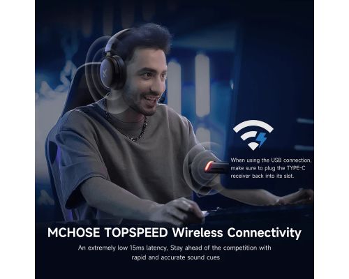 MCHOSE безжични геймърски слушалки Wireless Gaming Headphones - V9 Pro Icy White - Bluetooth , 2.4G, image _ab__is.image_number.default