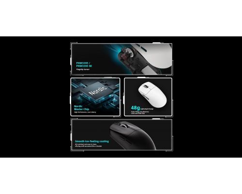 VXE професионална геймърска мишка Wireless Gaming Mouse Dragonfly R1 1K - Huano Ice Berry Pink Dot Switches, White, image _ab__is.image_number.default