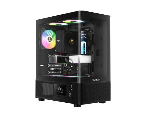 Gamdias Case ATX - ATLAS E2 - 3 x 120 mm A-RGB, Digital Display, Curved Glass, image 