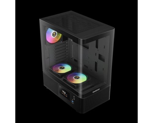 Gamdias Case ATX - ATLAS E2 - 3 x 120 mm A-RGB, Digital Display, Curved Glass, image , 3 image