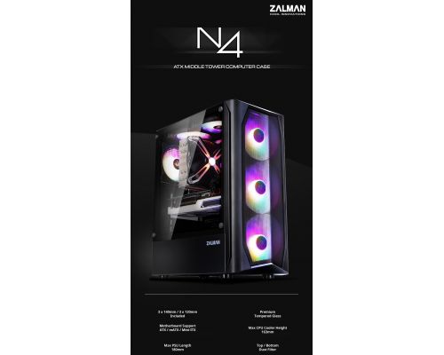 Zalman кутия за компютър Case ATX - N4 - RGB, Tempered Glass, image _ab__is.image_number.default