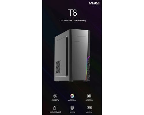 Zalman Case ATX - T8 - RGB, image , 3 image