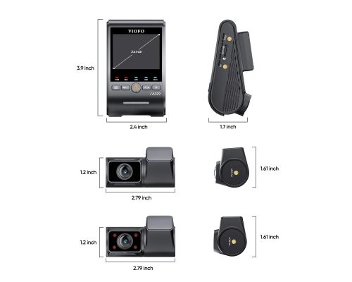 VIOFO Видеорегистратор Dash Cam A329S 3 Channel - 4K, HDR, Triple Sony STARVIS 2, GPS, Bluetooth, FOV Fisheye Cabin, image _ab__is.image_number.default