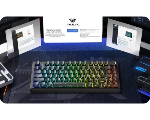 Aula геймърска механична клавиатура Wireless Gaming Mechanical Keyboard F75HE - Black King Magnetic Switch [Linear] (English US), Black, Gray, image _ab__is.image_number.default
